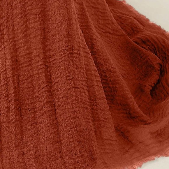 Super Soft Raw Hem Solid Gauze Scarf Shawl Head Wrap for All Seasons - Mustard - Picture 9 of 13